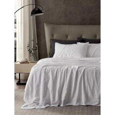 Imagem de SLEEP ZONE Jogo de lençol - California King - microfibra lavada - 4 peças de hotel de luxo lençol com elástico, lençol de cima e 1 fronha - bolso profundo (branco)