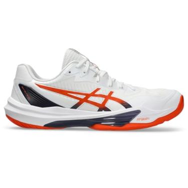 Imagem de ASICS Tênis de vôlei masculino Sky Elite FlyteFoam 3, Branco/Laranja Nova, 45