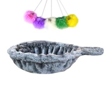 Imagem de SHENGOCASE Cama de rede cinza/bege para substituição da torre de gato e gatos, pacote com 5 ratos pendurados com cordas elásticas, acessórios para árvore de gato e rede (cinza grande)