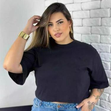Imagem de Blusinha Cropped Feminina Camista Curta Moda Plus Size - Donna Lu, Pre