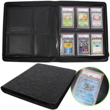 Imagem de Fichário de cartão classificado, comporta 60 cartões classificados, fichário premium com 6 bolsos para cartões, caixa de exibição com classificação de cartão PSA, fichário com zíper, MTG, fichário de