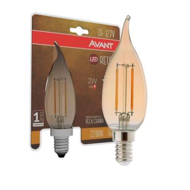 Imagem de Lâmpada Led Retrô Vela Chama E14 2W 180 Lumens Âmbar 2200K 127V - Avan