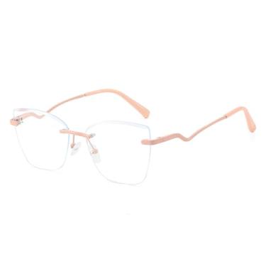 Imagem de Óculos sem armação para homens e mulheres, óculos sem armação para negócios com receita ajustável, rosa