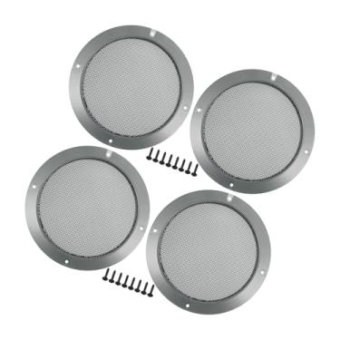 Imagem de Motoforti Capa universal de grade de alto-falante de carro de 16,5 cm de malha redonda 6,5 polegadas caixa protetora de subwoofer com parafusos de montagem cinza ferro - pacote com 4 de longa duração