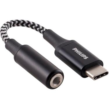 Imagem de PHILIPS Acessórios adaptador USB-C para conector de fone de ouvido de 3,5 mm, pacote com 12, cabo trançado de 10 cm, para dispositivos USB-C, permite o uso de fones de ouvido, fones de ouvido e cabos