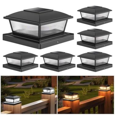 Imagem de APONUO Luzes de tampa de poste solar, 2 modos de iluminação, 16 LEDs, poste de cerca para postes de madeira/vinil, postes de madeira e vinil, luzes externas à prova d'água alimentadas por energia