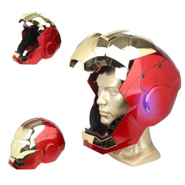 Imagem de YONTYEQ Capacete vestível Iron Hero MK 5 1:1 – Voz, toque e controle remoto com olhos de LED, efeitos sonoros realistas, perfeito para cosplay, exibição e figuras colecionáveis para homens e