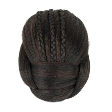 Imagem de IMISSU Cobertura de cabelo trançado chignon dançarina rosquinha pedaços de cabelo scrunchies coque de cabelo peruca grampos updo (M3 Chocolate marrom)