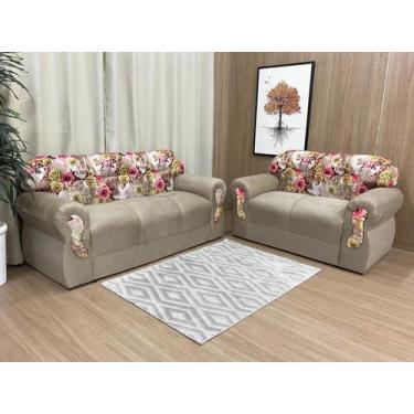 Imagem de Sofá 2 e 3 Lugares Bege com Floral 607/66 Viena - Alpoim