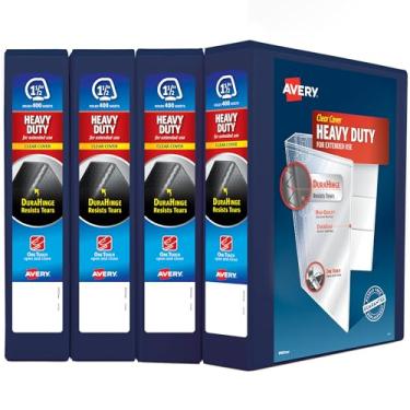 Imagem de Avery Pasta de anel resistente View 3, anel de inclinação de um toque de 1,5", comporta papel de 21,5" x 28", 4 fichários azul marinho (79871)