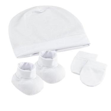 Imagem de Kit Maternidade Menina e Menino Touca, Luva e Sapatinho Malha 100 Algo