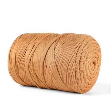 Imagem de MSyarn Fio de camiseta 800 g, tecido elástico para saco de crochê/cesta/decoração de casa, fio grosso com mistura de poliéster e elastano (bronzeado)