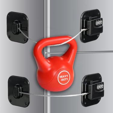 Imagem de Qivievsa Pacote com 2 cadeados versáteis para móveis, trava de geladeira reutilizável e fechaduras de gaveta para crianças e adultos com combinação de fácil configuração, resistente, adesivo sem