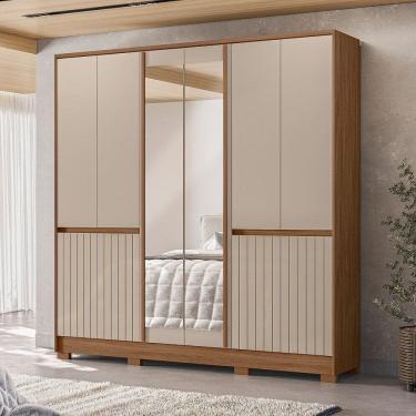 Imagem de Guarda Roupa Alasca 10 Portas 2 Espelhos 4 Gavetas Carvalho/Cinza