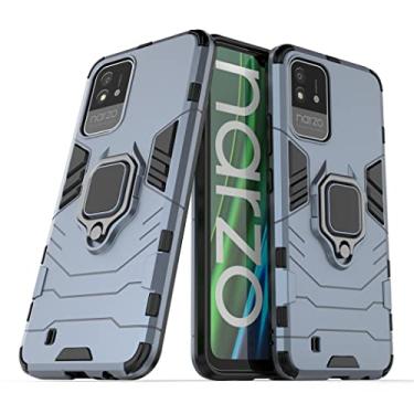 Imagem de Capa Protetora Magnética Anti-quedas para OPPO Realme 8i, Realme Narzo 50 4G, Suporte Giratório + Proteção Militar (Azul-marinho)