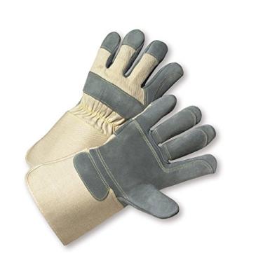 Imagem de West Chester Luvas de couro bovino 800-AAA Premium Heavy Split – [Pacote com 12] Luvas de palmeira de couro cinza, branco, grandes