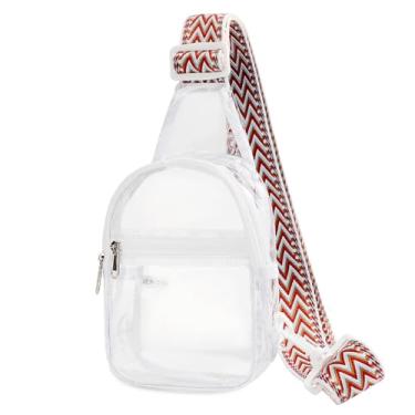 Imagem de Bolsa tiracolo transparente para mulheres, aprovada em estádios, bolsa tiracolo casual de ombro, bolsa transparente para esportes de concertos, Branco/W625