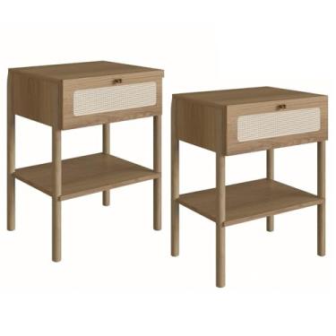 Imagem de Kit 02 Mesas de Cabeceira 1 Gv Palhinha 27932 Linha Oslo Hanover Artesano