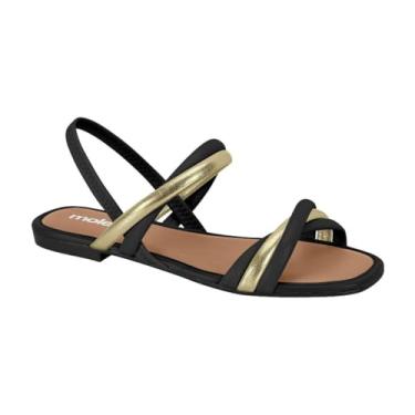 Imagem de Sandália Feminina Moleca Rasteira Tiras Trançadas Preto 36