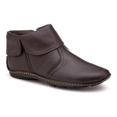 Imagem de Bota Feminina Cano Curto Ankle Boot em Couro Legítimo – Conforto Premium & Artesanal | Palmilha Anatômica de Gel | Solado Antiderrapante | Com Ajuste de Zíper na Lateral (MARROM, BR, Adulto, Numérico, 41)