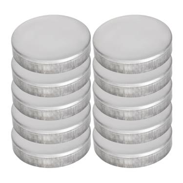 Imagem de POYUFRG Tampa de poste de cerca, topo de poste de cerca redonda, tampas de poste de ferro galvanizado/poste de lâmpada/deck/doca/tampas de empilhamento decoração, 10 peças, prata, 60 mm