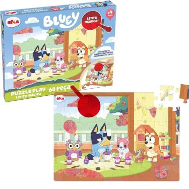 Imagem de Quebra-Cabeça Lente Magica 2 em 1 Bingo e Bluey 60Peças elka