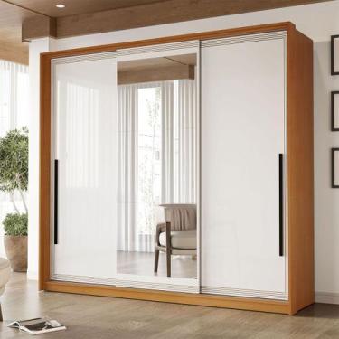 Imagem de Guarda-Roupa Casal Valência 3 Portas 4 Gavetas com Espelho Freijó/Bran