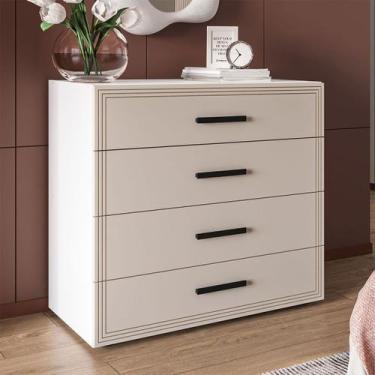 Imagem de Cômoda Valência 4 Gavetas Branco/Creme - Politorno, Bege, Moderno