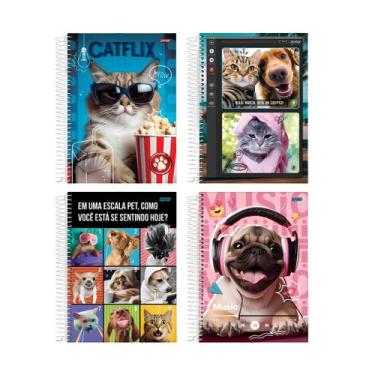 Imagem de Caderninho Espiral 80Fls 1/4 Funny Pets Jandaia Premium