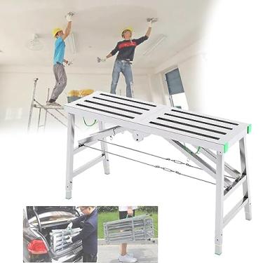 Imagem de WYUYIWH Torre de andaime de plataforma de trabalho de aço dobrável portátil com 5 alturas ajustáveis Equipamento de andaime de engenharia multiuso 180 × 40 cm