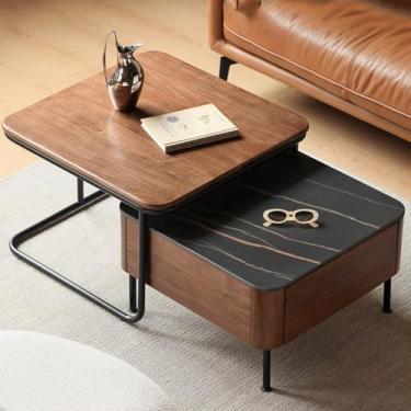 Imagem de AKALNNB Mesa de centro de encaixe, gaveta única de armazenamento grande, com trilhos deslizantes suaves, sem montagem, para pequenos espaços, sala de estar, quarto, varanda, escritório