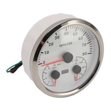 Imagem de Tacomômetro Elétrico Óleo Pressão Medidor de Temperatura, 3 Em 1 8000rpm 0 a 10bar 40 a 120 ℃, 7 Cores Iluminadas, para Caminhão de Iate RV Com Aparência (Moldão de prata de