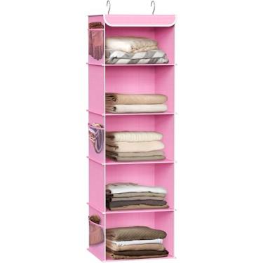 Imagem de Simple Houseware Organizador de armário para pendurar com 5 prateleiras, rosa, 1