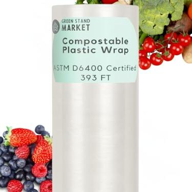 Imagem de Green Stand Market Rolo De Filme Plástico Biodegradável E Compostável Para Refil Alimentos, Com Certificação Astm D6400, 30,5 Cm X 110,5 M, Ecológico, Durável Seguro Alternativa Ao