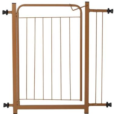 Imagem de Portão Pet Cães Bebês Largo 69 a 84cm Extensor 10cm Marrom - Romero