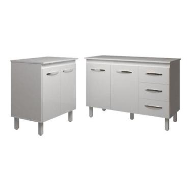 Imagem de Balcão Para Microondas Ou Forno Branco E Armário Bruna 118 Cm Cozinha 