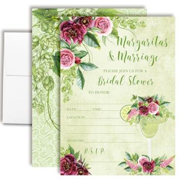 Imagem de Convites para chá de panela Margaritas & Marriage - 20 cartões de preenchimento 5x7 Fiesta com envelopes - Convites de chá de casamento com tema floral Margarita por AmandaCreation