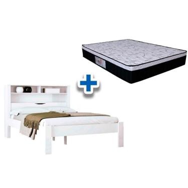 Imagem de Colchão Casal Ortopédico Foggia Sogni + Cama Invicta Branco