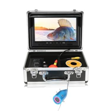 Imagem de Câmera de pesca subaquática monitor de 9 polegadas 1000 TVL câmera portátil localizadora de peixes com 12 luzes infravermelhas, à prova d'água, IP68, para mar, lago, barco, pesca no gelo (cabo de 15 m