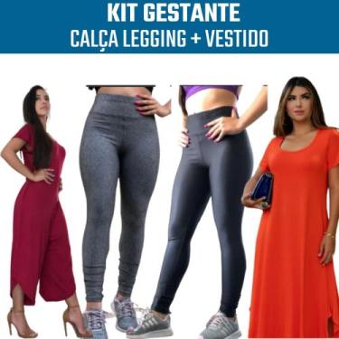Imagem de Kit 2 Peças Para Grávidas Gestantes Calça Legging + Vestido - Wild, Es