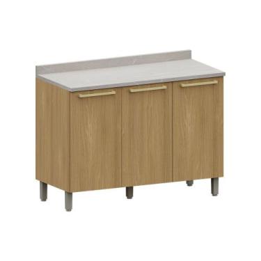 Imagem de Balcão de Cozinha para Pia 120cm 2 Portas e 3 Gavetas Com Tampo Elegan