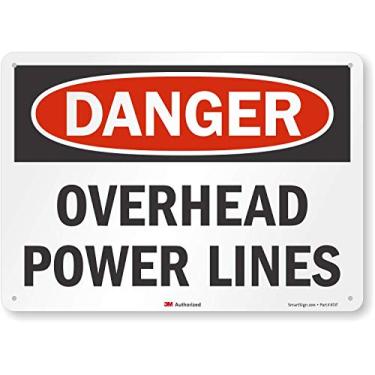 Imagem de Placa "Danger - Overhead Power Lines" da SmartSign | Alumínio refletivo 3M 25,4 cm x 35,56 cm