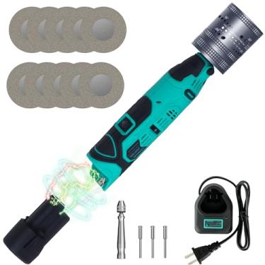 Imagem de SONNLER Afiador de eletrodo de tungstênio sem fio para soldagem TIG, 6 tamanhos e 10 ângulos, ferramenta rotativa de soldagem TIG sem fio com bateria de 12 V, 10 rodas diamante Pro, 3 mandris CNC