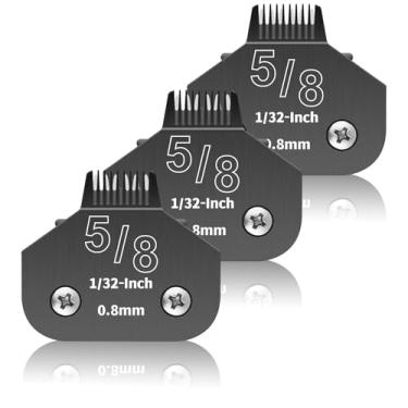 Imagem de YAZIYIR Pacote com 3 lâminas de aço destacáveis 5/8N, compatível com Andis, Oster A5, Wahl KM-10 Series, comprimento de corte 0,8 mm (preto)