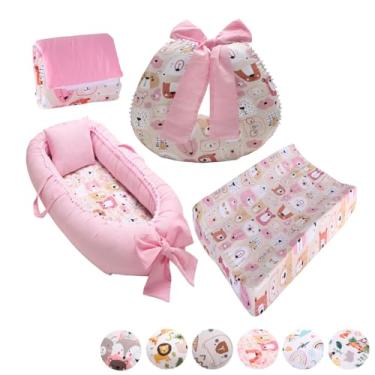 Imagem de Kit Ninho Redutor Bebê + Almofada Amamentação + Trocador Anatômico Impermeável + Trocador Portátil Menina Menino(URSINHA MEL)
