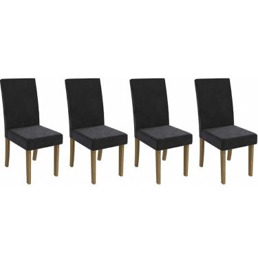 Imagem de Cadeira Sala De Jantar 2cad131fr Kit 4 Un Freijo-suede Preto A038 - Kappesberg
