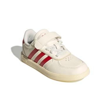 Imagem de adidas Tênis infantil unissex Breaknet elegante elástico de renda e alça, Branco/Better Scarlet/Warm Vanilla, 13 Little Kid