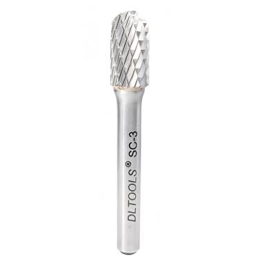 Imagem de DLTOOLS SC-3 Cilindro Carboneto de Tungstênio Rebarba Rotativa Corte Duplo com 1/4" (6,35 mm) Diâmetro da Haste 3/8" (9,525 mm) Diâmetro da Cabeça e 3/4" (19,05 mm) Comprimento de Corte para Trabalho