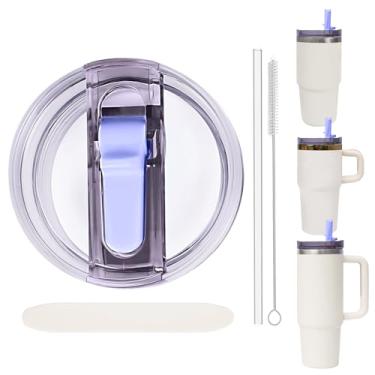 Imagem de Tampa de substituição à prova de vazamento com canudo - Apto para Stanley ProTour Quencher e Quencher H2.0 copo de 590 ml, 850 g (violeta, 590 ml e 850 g)