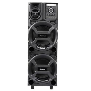 Imagem de Caixa De Som Amplificada Amvox ACA 1402 TITAN BLACK 2 Woofers ALTO FAL